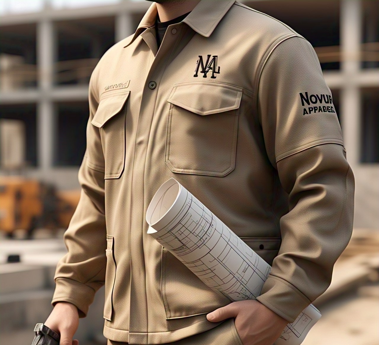 Custom Khaki Work Shirt with NA Logo for Engineers