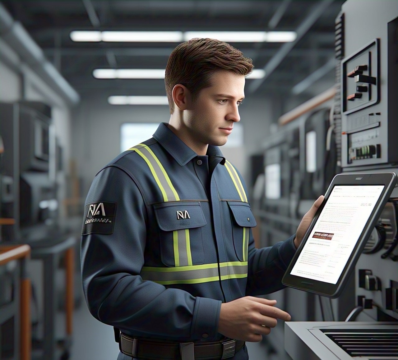 Custom Engineer Technician Uniform with Reflective Stripes and NA Logos