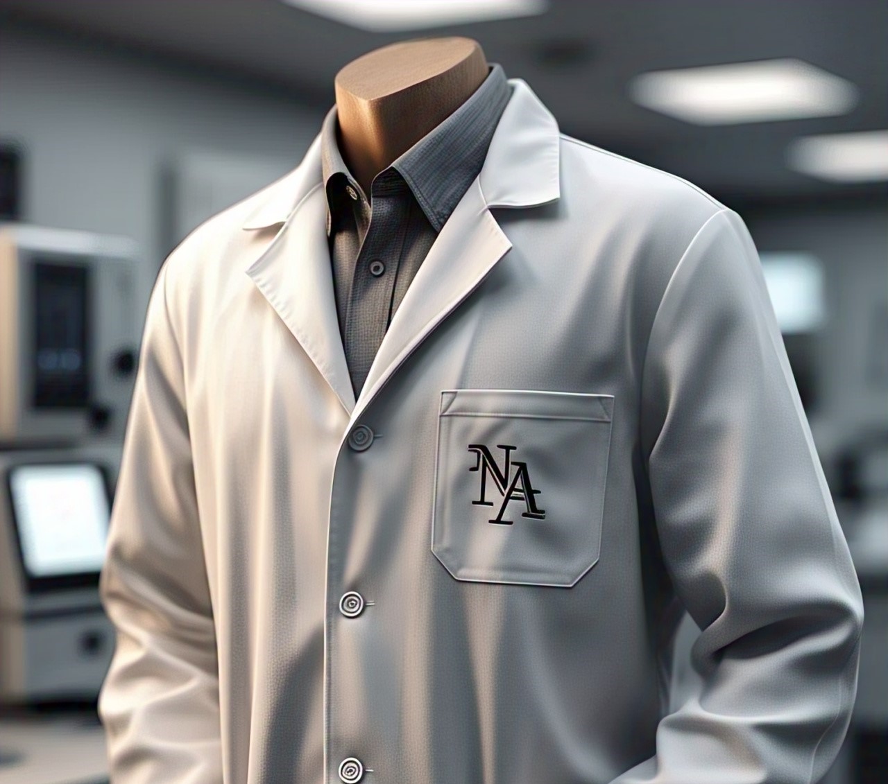 Custom White Lab Coat with NA Logo on Pocket