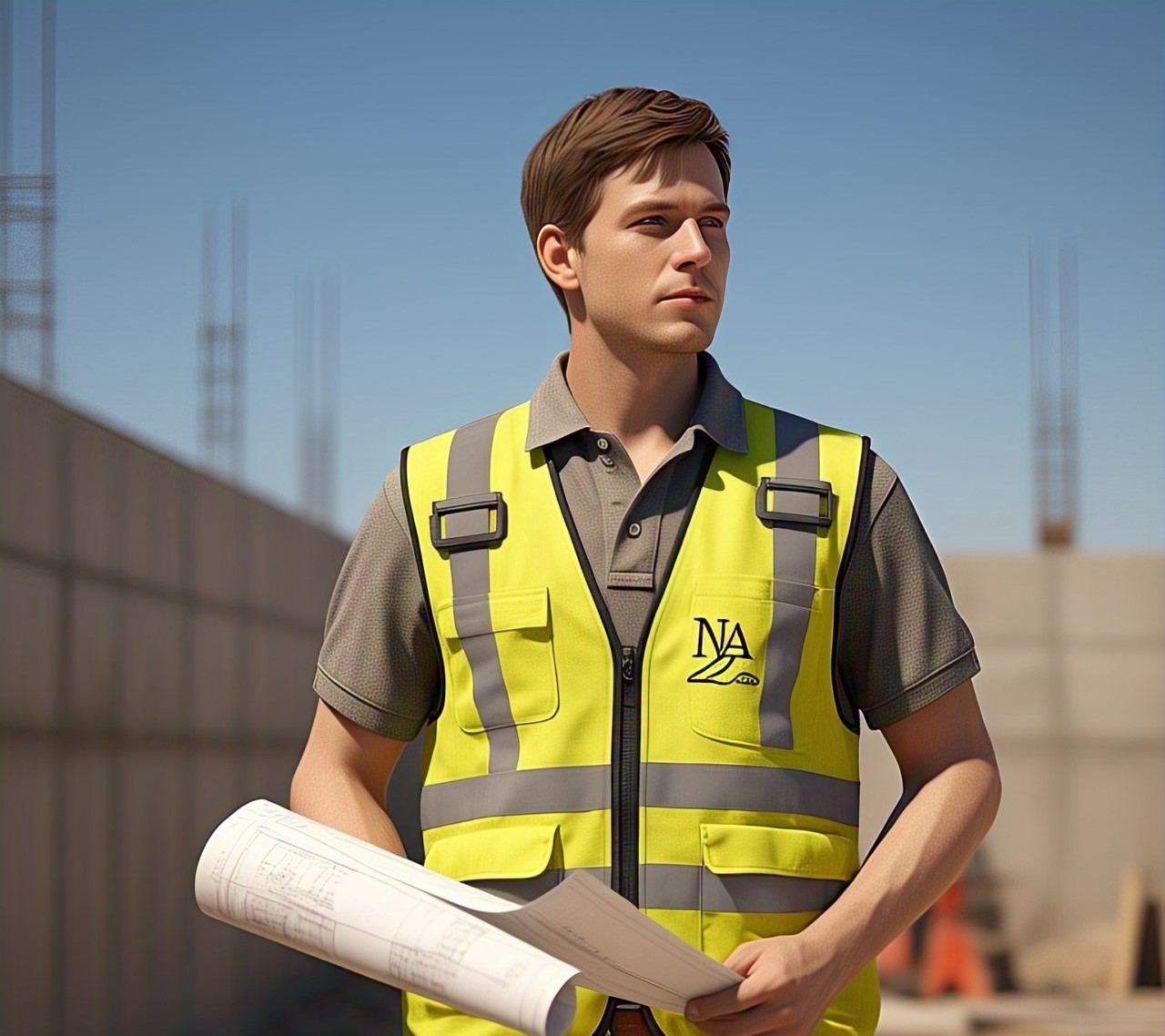 Custom Construction Worker Hi-Vis Vest with NA Logo