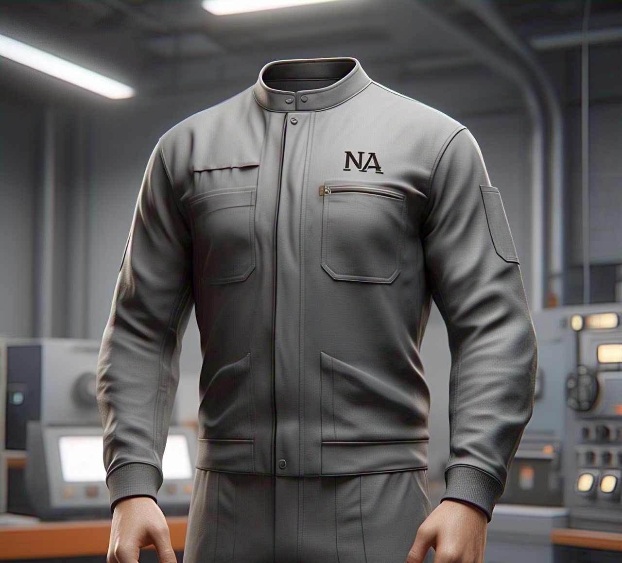 Custom Grey Technical Work Jumpsuit with NA Logo