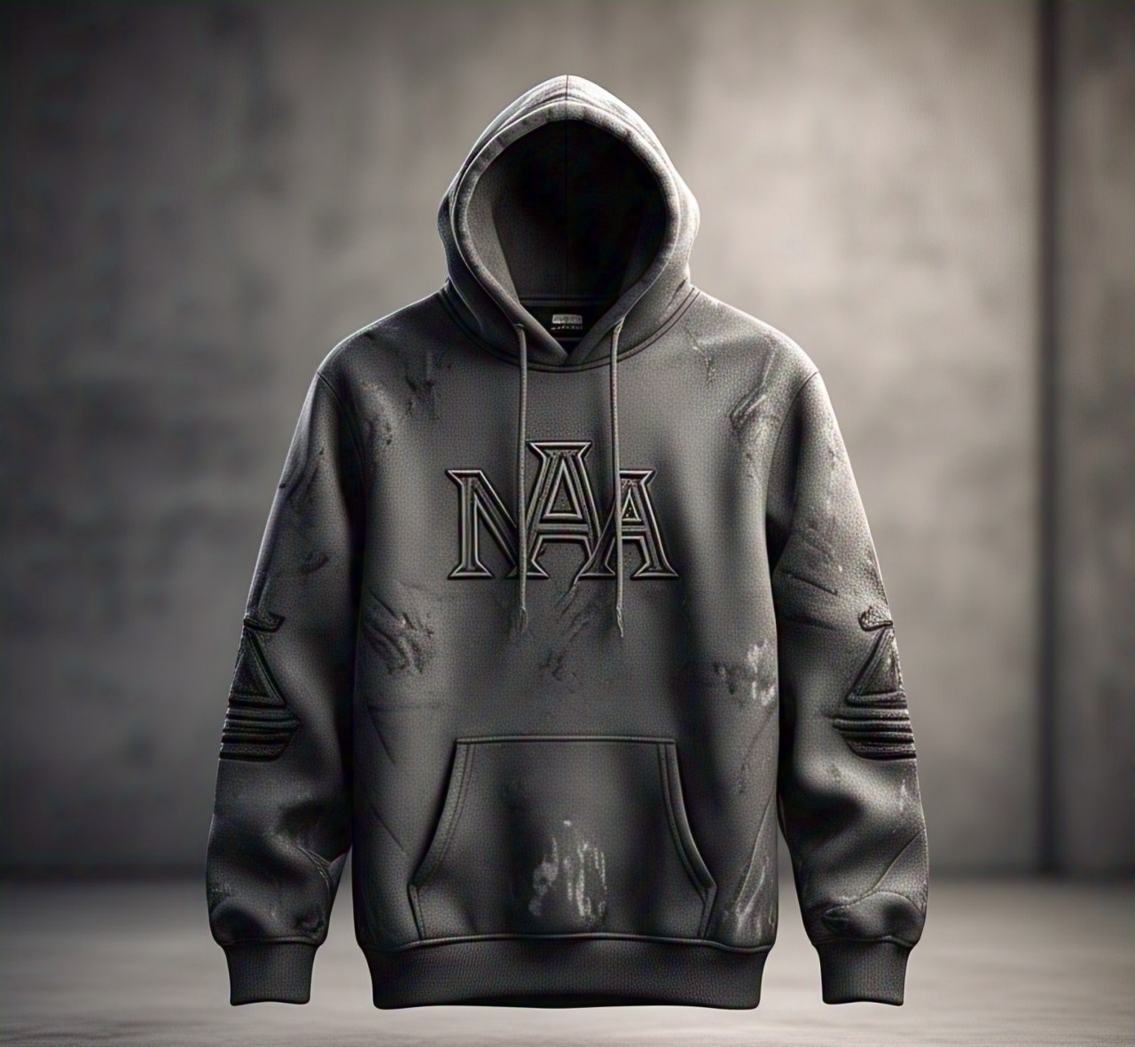 Custom Black Distressed Hoodie with NAA Logo