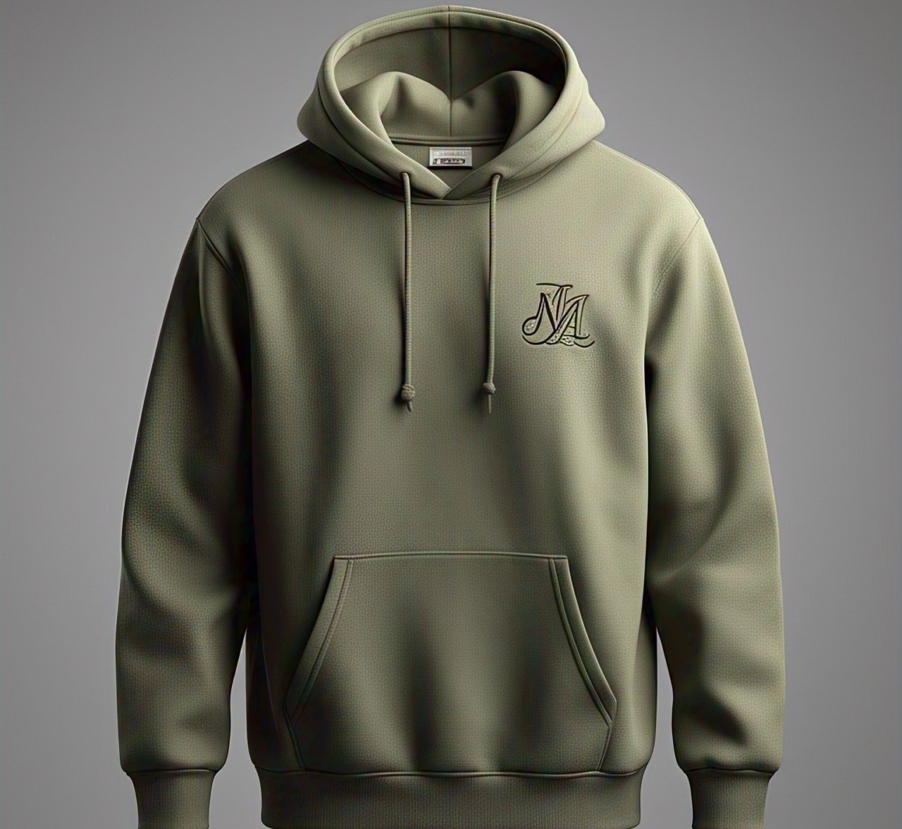 Custom Olive Green Pullover Hoodie with NA Logo