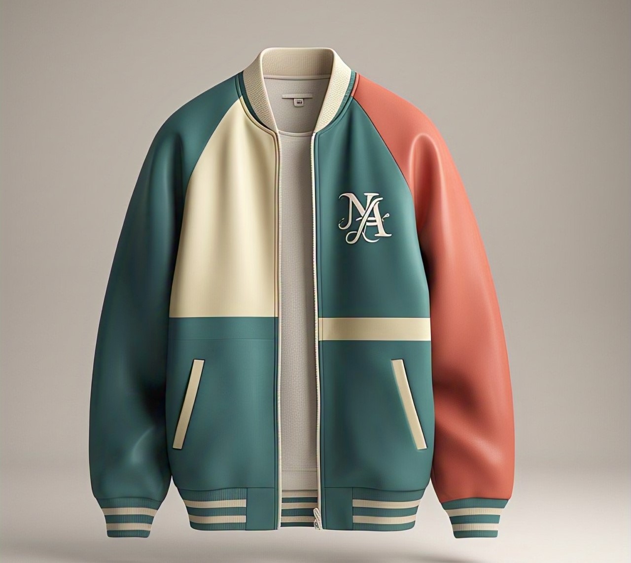 Custom Colorblock Bomber Jacket with NA Logo