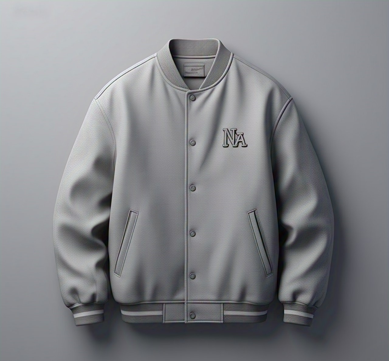 Custom Light Grey Perforated Bomber Jacket with NA Logo