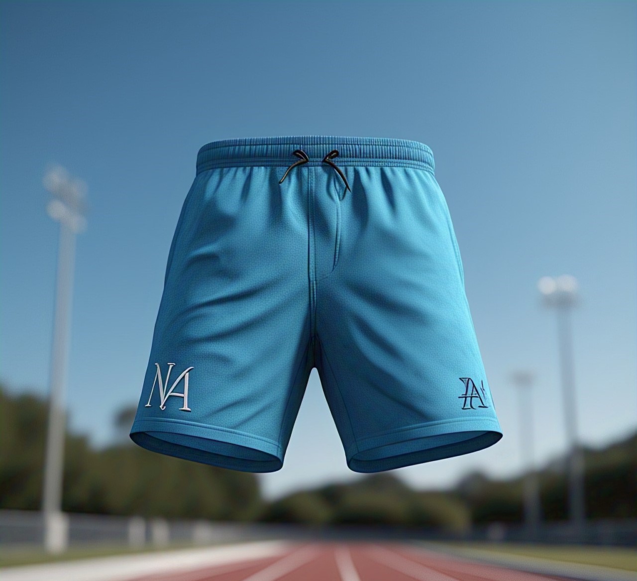 Custom Bright Blue Athletic Shorts with NA Logos