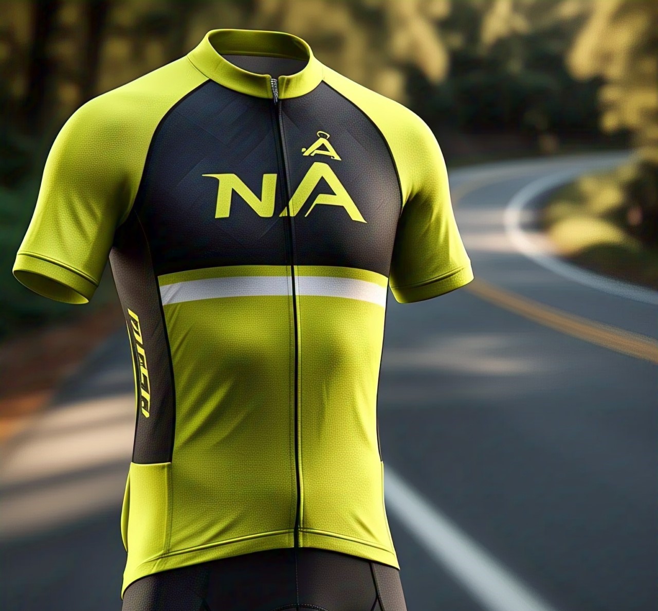 Custom Yellow and Black Short Sleeve Cycling Jersey NA Logo Variant 2