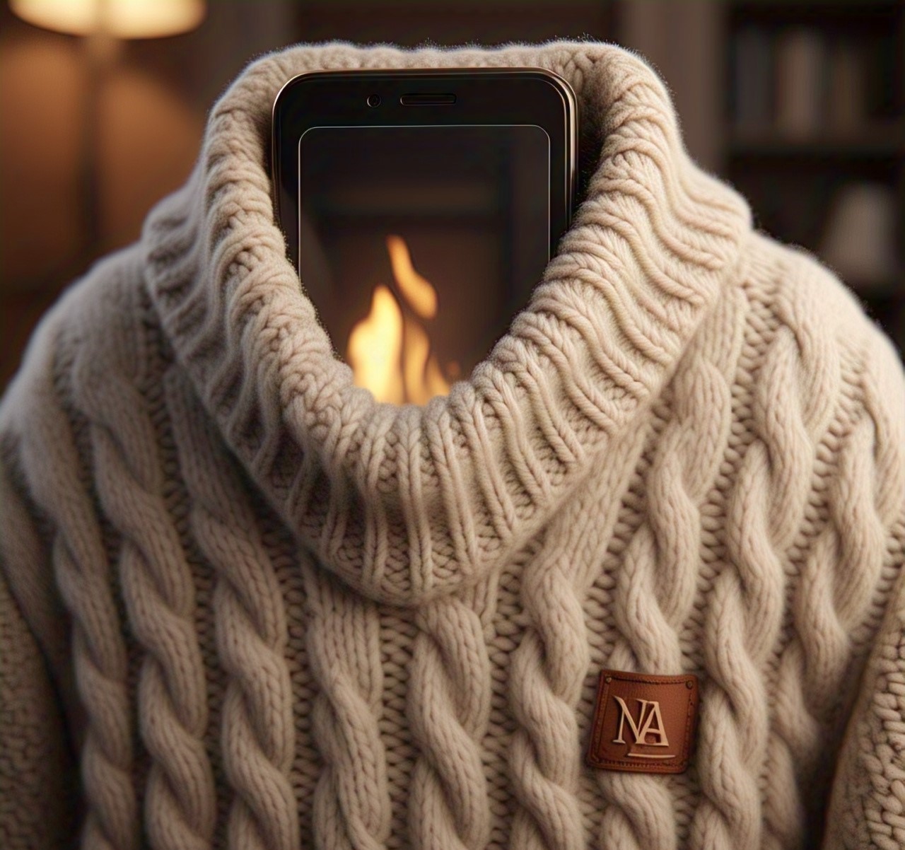 Custom Cream Cable Knit Turtleneck Sweater