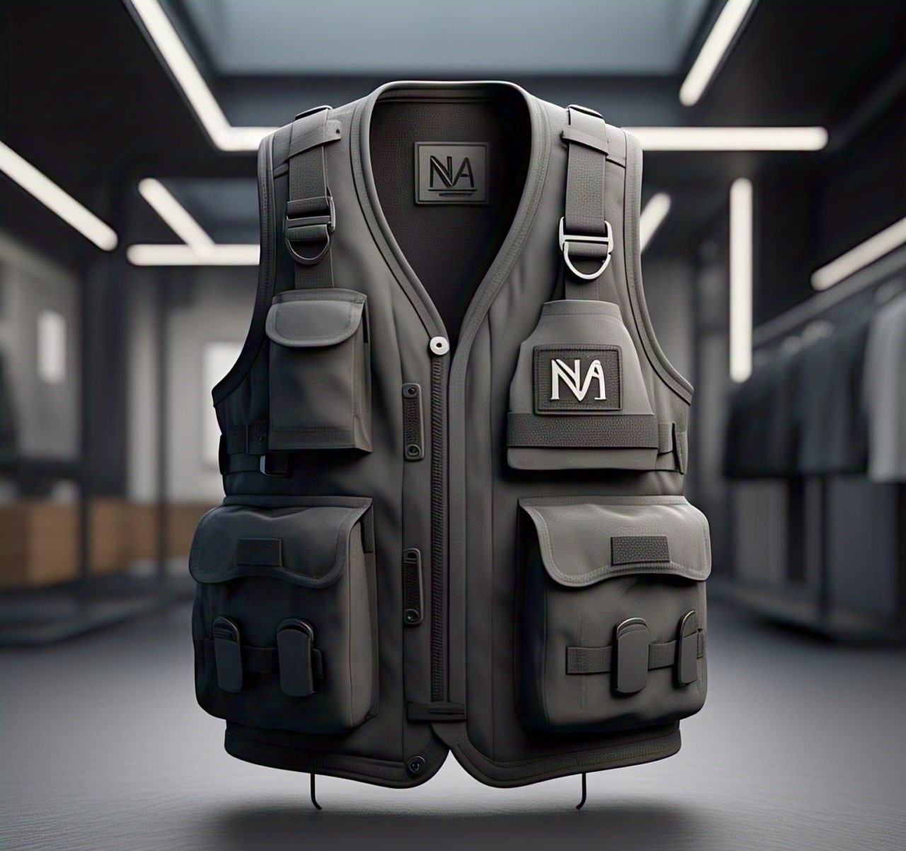 Custom Dark Grey Utility Vest with NA Logo Patch