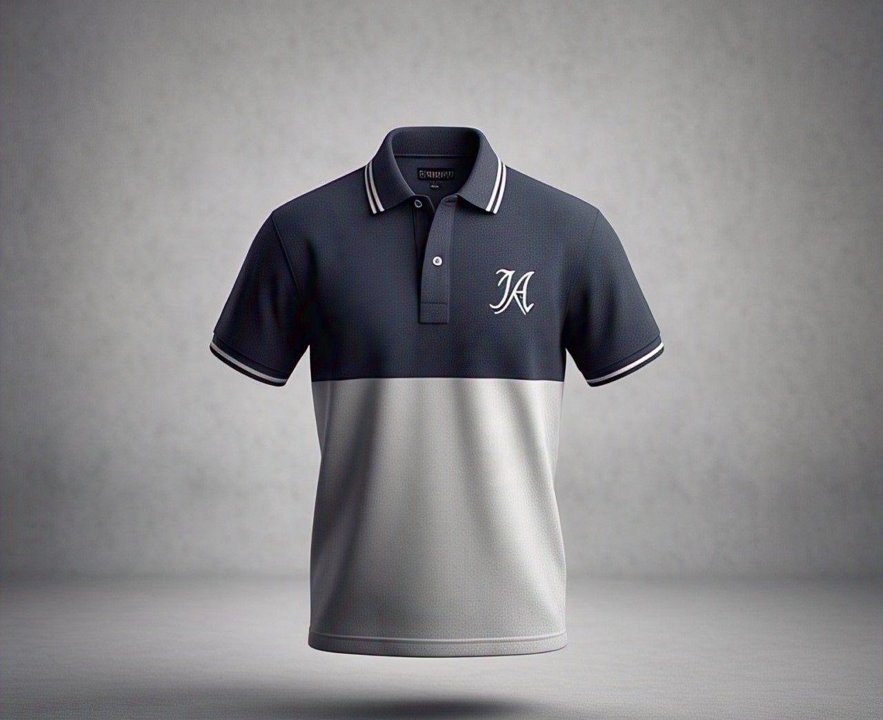 Custom Colorblock Polo Shirt Navy and Grey