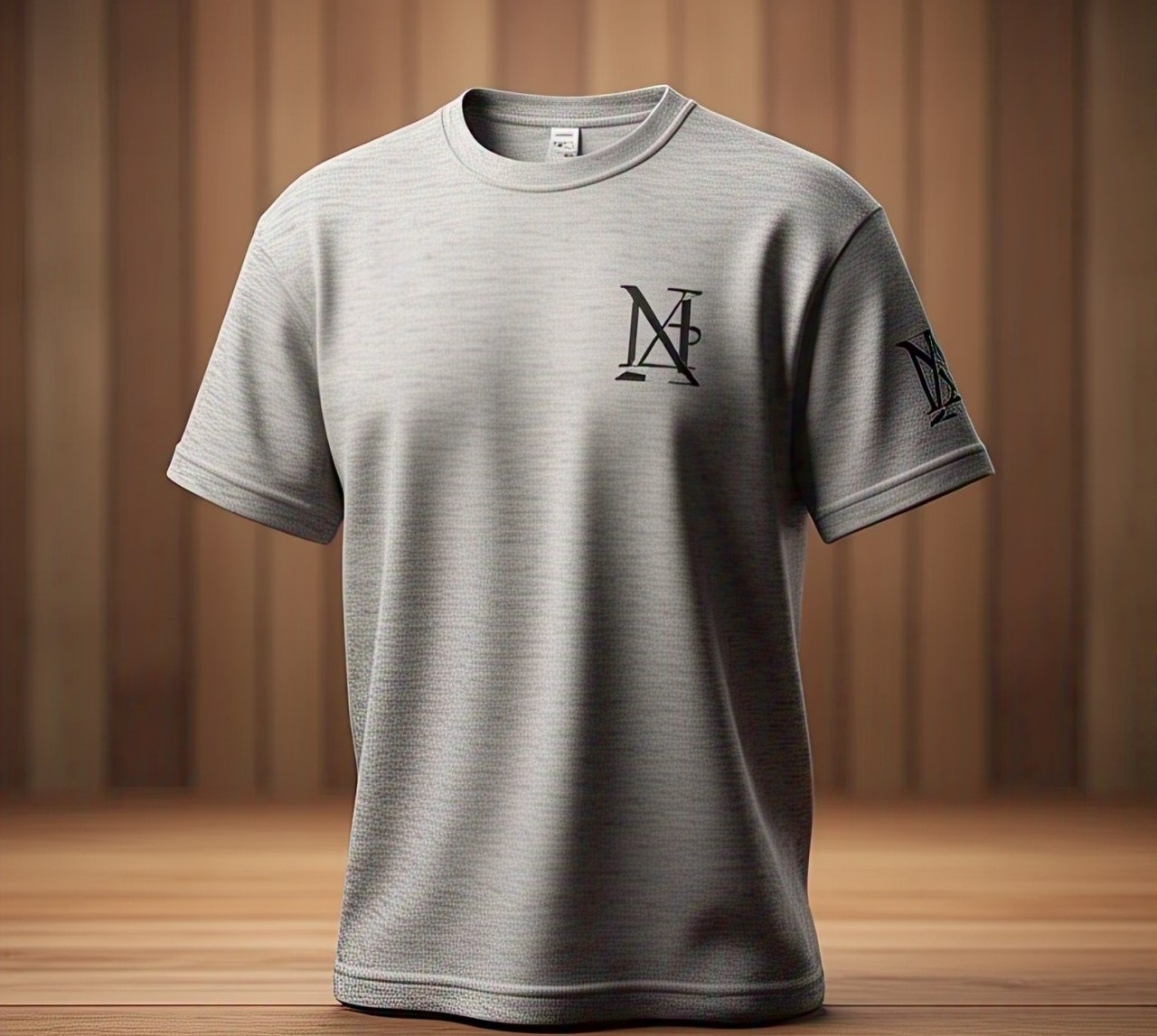 Custom Light Grey Heather T-shirt with NA Logo Detail
