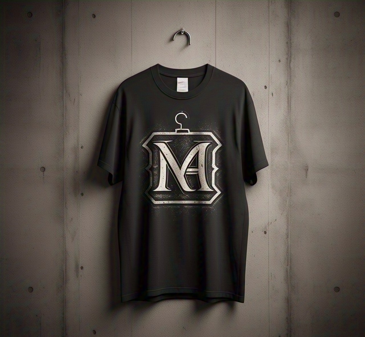 Custom Black T-shirt with Large Ornate NA Hanger Logo
