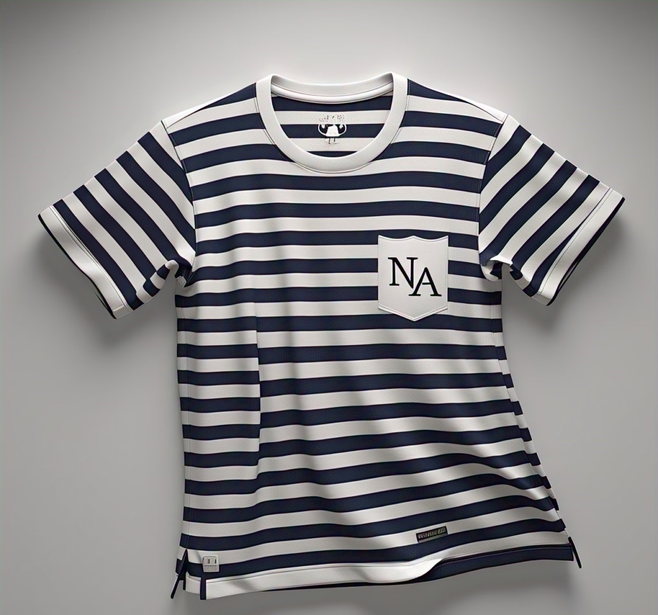 Custom Navy and White Striped T-shirt with NA Pocket Logo