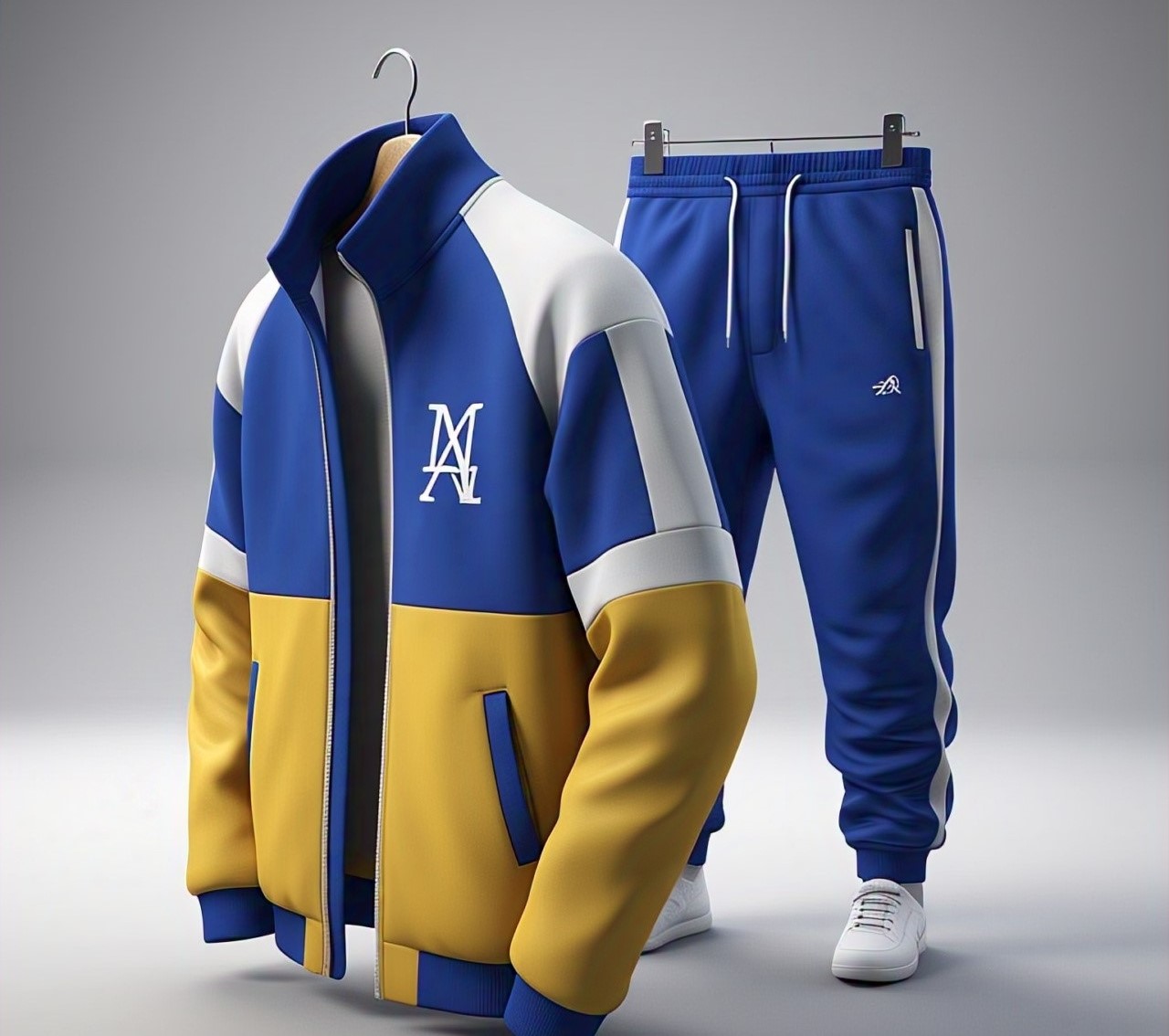 Custom Bold Color-Block Tracksuit Set with NA Logo